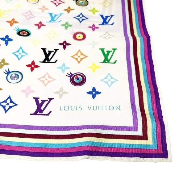 LOUIS VUITTON Vintage LV Eye Love Monogram Logo Multicolor Scarf Wrap [105707] - Picture 10 of 13